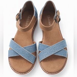 Skechers Girl Denim Look Strappy Sandals Size 1 NWT